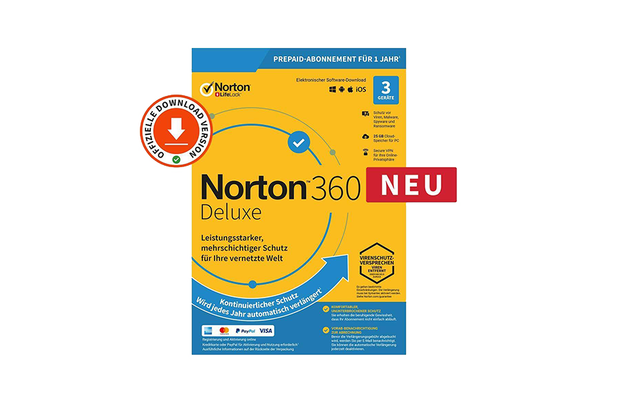 Norton 360 Deluxe (1 Jahr, 3 Geräte) - Download