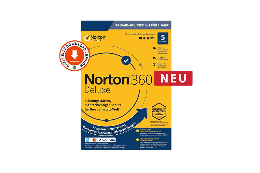 Norton 360 Deluxe (1 Jahr, 5 Geräte)  - Download