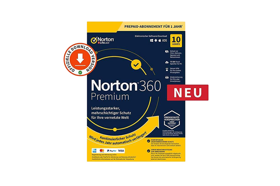 Norton 360 Premium (1 Jahr, 10 Geräte) - Download